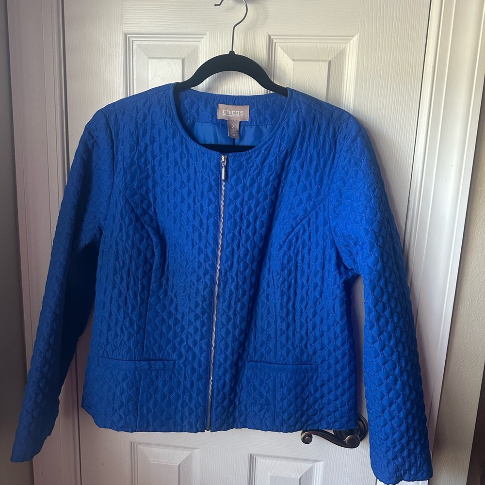Chico's Blue Quilted Jacket